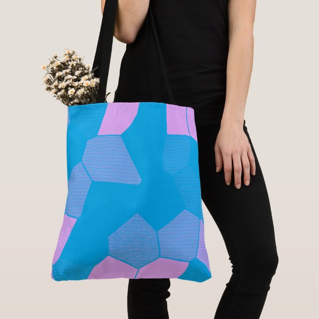 Retro Pink/Blue Tote Bag (Close Up)