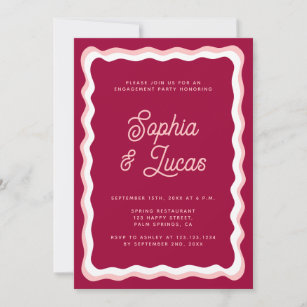 Retro Pink Bold Typography Engagement Party   Invitation