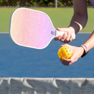 Retro Pink Botanical Trendy Pattern Pickleball Paddle