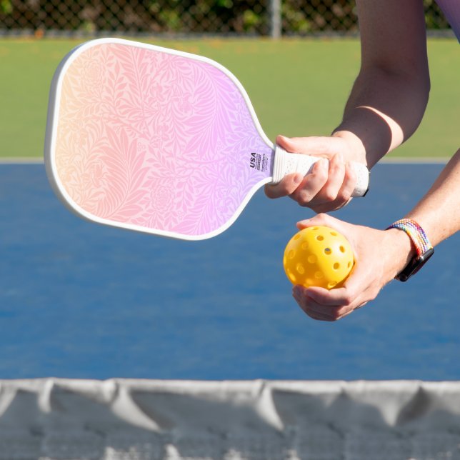 Retro Pink Botanical Trendy Pattern   Pickleball Paddle (Insitu)