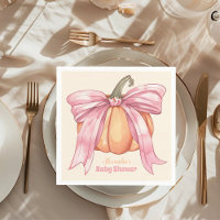 Retro Pink Bow Pumpkin Baby Shower