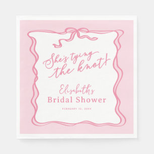 Retro Pink Bow She's Tying the Knot Napkin