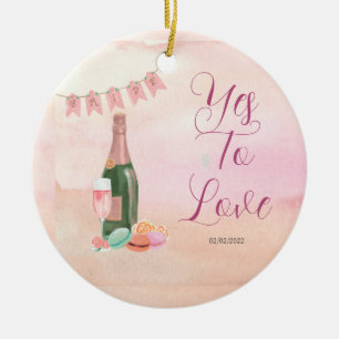 Retro pink bridal shower ceramic tree decoration