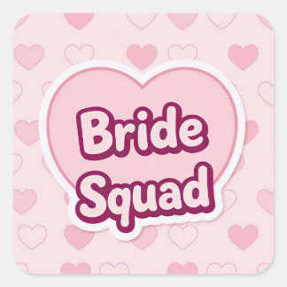 Retro Pink Bride Squad Conversation Heart Sticker