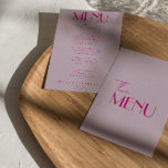 Retro Pink Bright Funky Modern French Wedding Menu<br><div class="desc">A colourful retro funky modern bright  wedding dinner menu. Which features chic template design of boho vintage lavender background and pink typography and hand written menu in pink. Perfect and matching with the whole suite.</div>