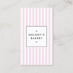 Retro Pink Candy Stripes Bakery Social Media Business Card