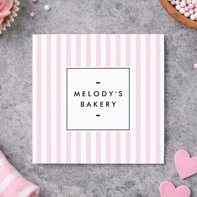 Retro Pink Candy Stripes Bakery Square Business Card (Creator Uploaded)