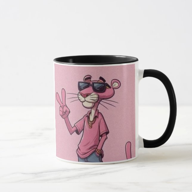 Retro Pink Cartoon Panther Coffee Mug |  (Right)