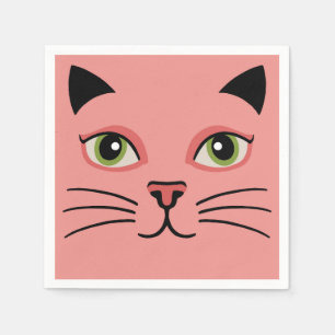 Retro Pink Cat Napkin
