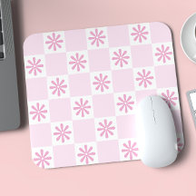 Retro Pink Chequered Chequered Floral Pattern