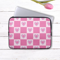 Retro Pink Chequered Chequered Heart Pattern