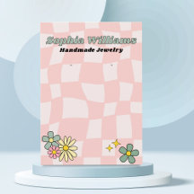 Retro Pink Chequered Earring Jewellery Display Car