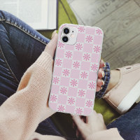Retro Pink Chequered Floral Pattern