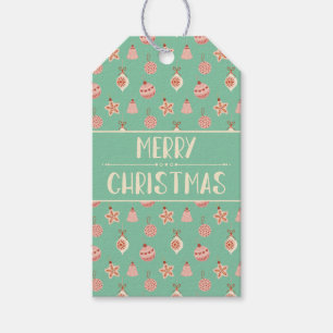Retro Pink Christmas Ornaments Gift Tags