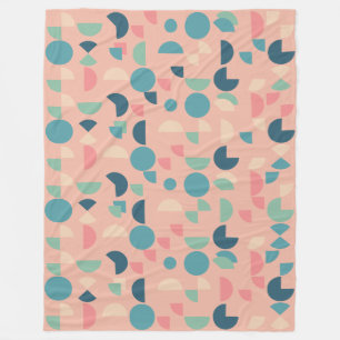 Retro Pink Colorful Modern Geometric Tribal Fleece Blanket