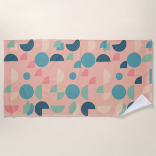 Retro Pink Colourful Modern Geometric Tribal Beach Towel