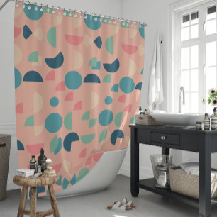 Retro Pink Colourful Modern Geometric Tribal Shower Curtain