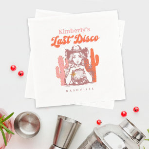 Retro Pink Cowgirl Last Disco Bachelorette Party  Napkin