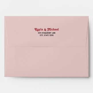 Retro Pink & Cream Wedding Envelope
