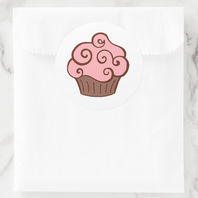 Retro Pink Cupcake Stickers (Bag)