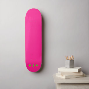 Retro Pink Custom Monogram Initial Neon Green chic Skateboard