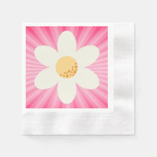 Retro Pink Daisy Birthday Napkins – Boho Groovy 1s