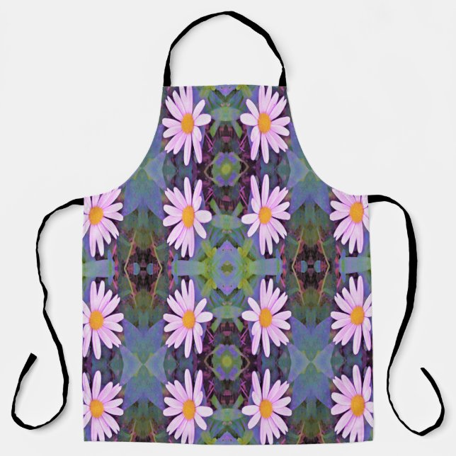 Retro Pink Daisy Flower Pattern Apron (Front)