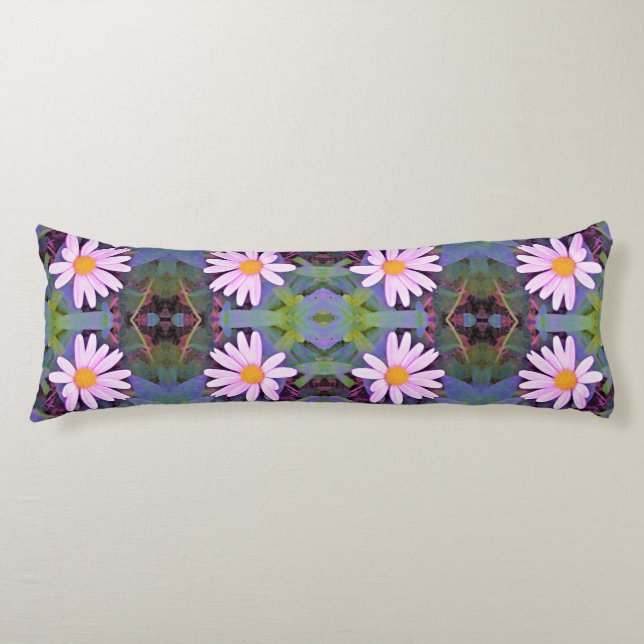 Retro Pink Daisy Flower Pattern Body Cushion (Front)