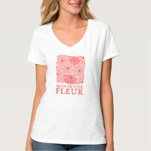 Retro Pink Daisy My Little Flower French Quote T-Shirt
