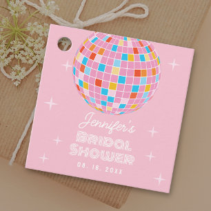 Retro Pink Disco Ball 70s 80s Themed Bridal Shower Favour Tags
