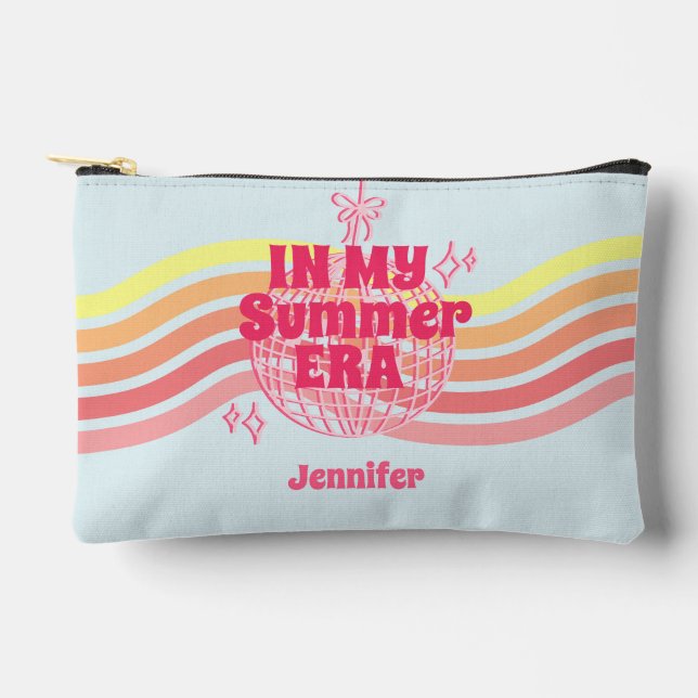 Retro Pink Disco Ball In My Summer Era  Accessory Pouch (Front)