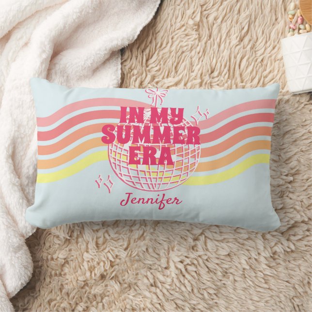 Retro Pink Disco Ball In My Summer Era Lumbar Cushion (Blanket)