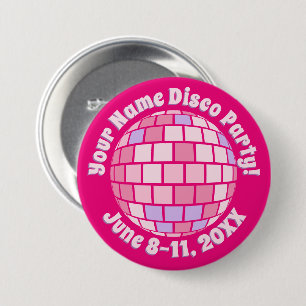 Retro Pink Disco Ball PERSONALIZED Button