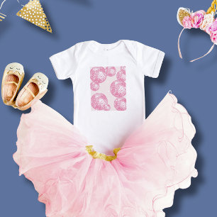 Retro Pink Disco Balls and Stars, Cute Girly Retro Baby Bodysuit