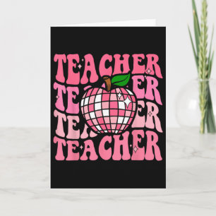 Retro Pink Disco Byll Apple Teacher Colourful Byck Card