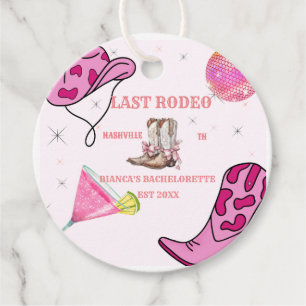 Retro Pink Disco Cowgirl Western Bachelorette  Favour Tags