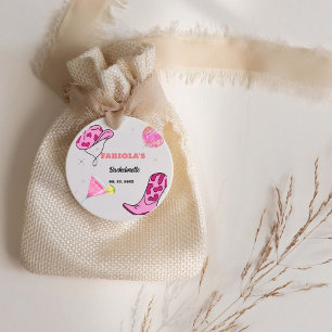Retro Pink Disco Cowgirl Western Bachelorette  Favour Tags