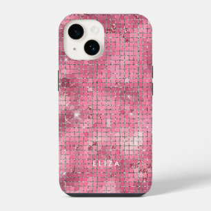 Retro Pink Disco Mirror Monogram iPhone 14 Case