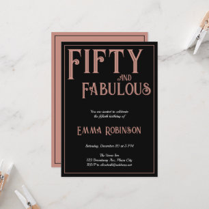 Retro Pink "Fifty and Fabulous" 50th Birthday Invitation