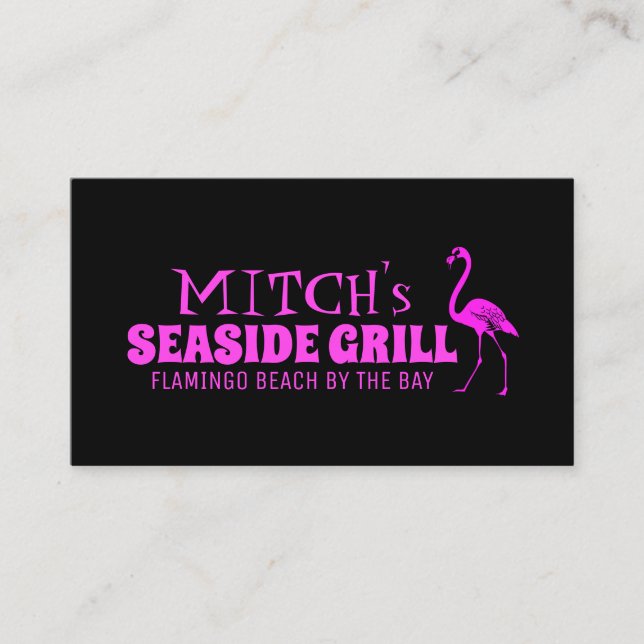Retro Pink Flamingo Business Card (Front)