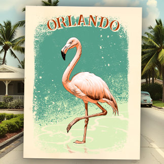 Retro Pink Flamingo Florida Vacation Souvenir City Postcard