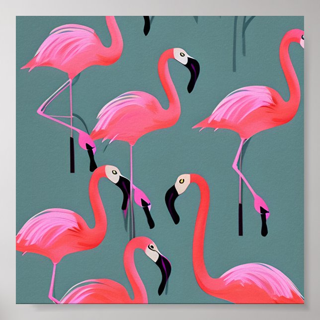 Retro pink flamingos  poster (Front)