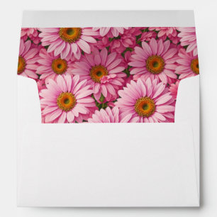 Retro pink floral daisy pattern envelope