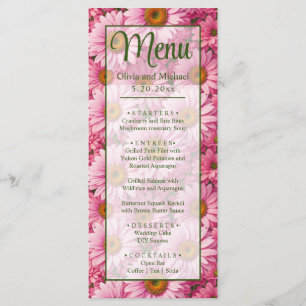 Retro pink floral daisy pattern menu