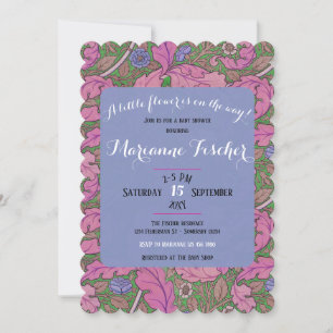 Retro pink floral William Morris Girl Baby Shower