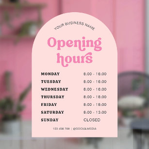 Retro Pink Font Trendy Arch Business Opening Times
