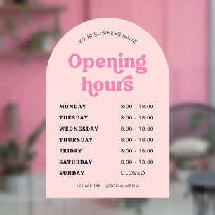 Retro Pink Font Trendy Arch Business Opening Times