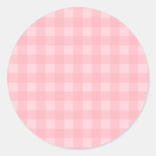 Retro Pink Gingham Chequered Pattern Background Classic Round Sticker