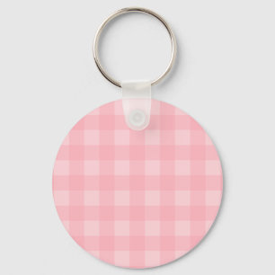 Retro Pink Gingham Chequered Pattern Background Key Ring