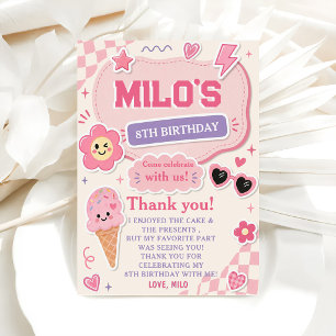 Retro Pink Girl Birthday Invitation